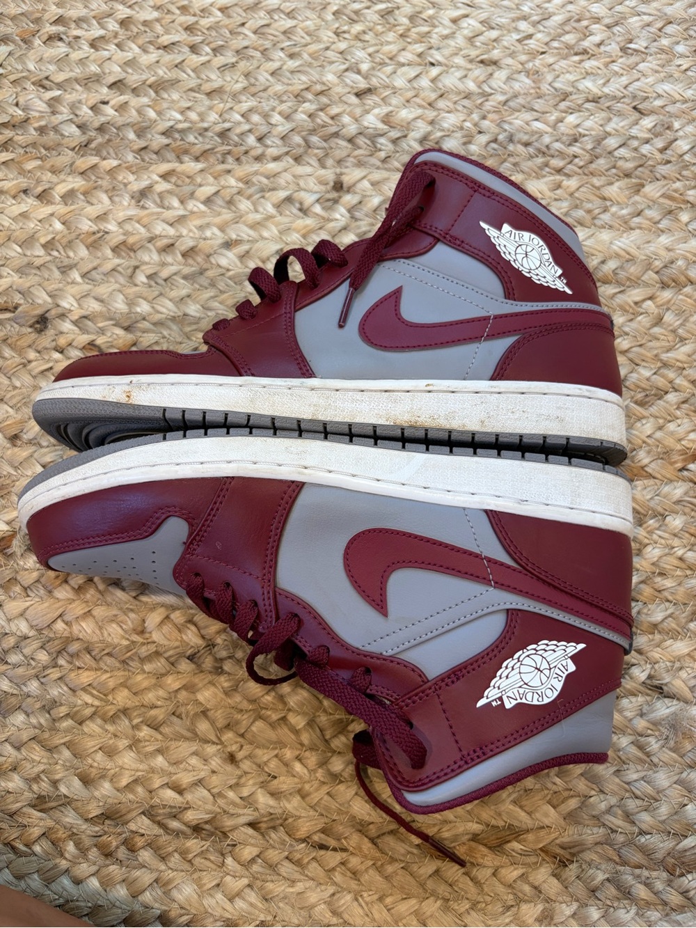 Air Jordan 1 Burgundy and Grey Nike High Tops | Size 10